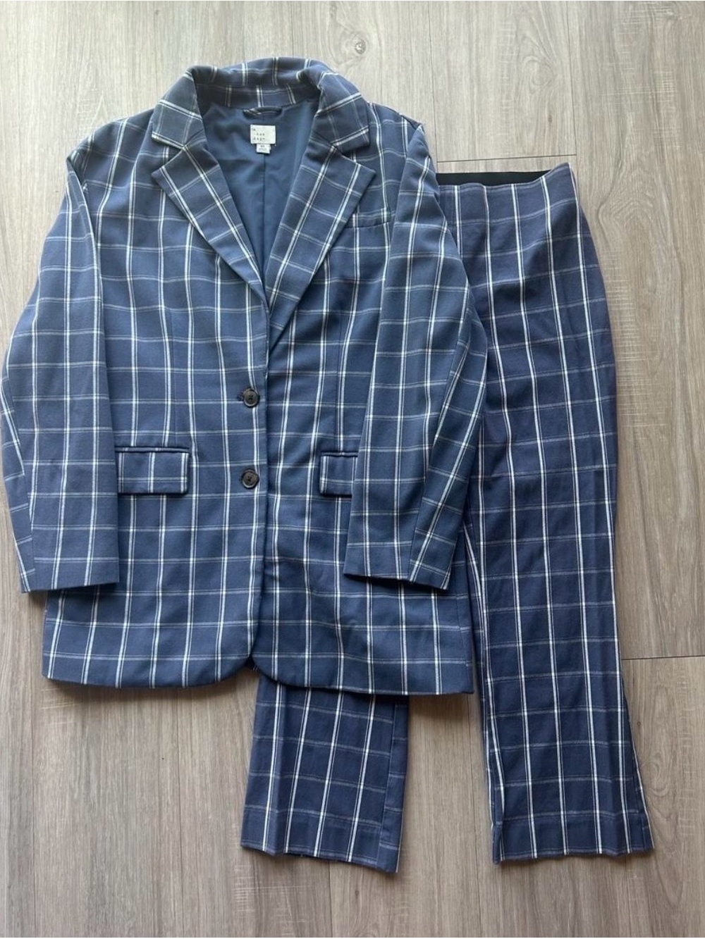 a new day Navy Windowpane Plaid Blazer and Pants